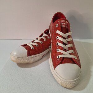 Converse Chuck Taylor All Star Red Glitter Low Top Sneakers Youth 5 Women’s 6.5